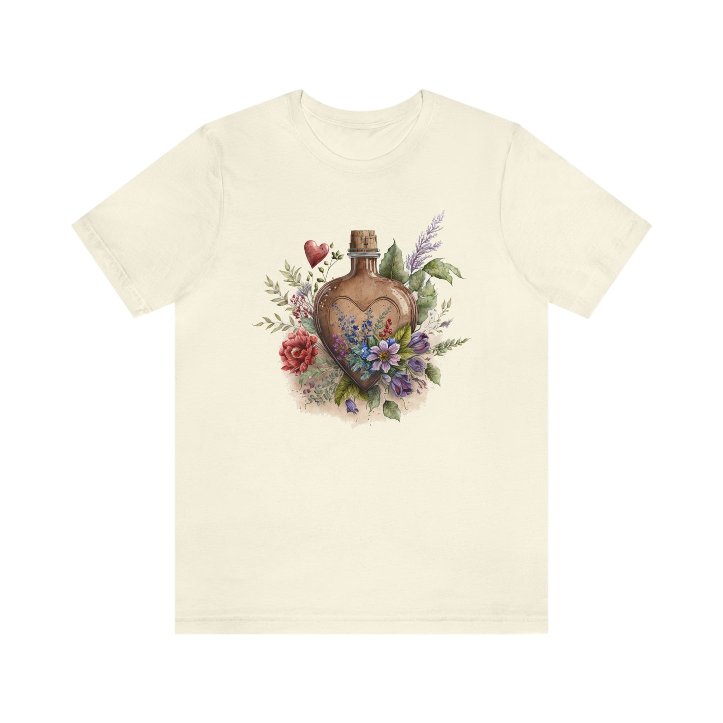 Vintage Bottle Floral Unisex Jersey Short Sleeve Tee