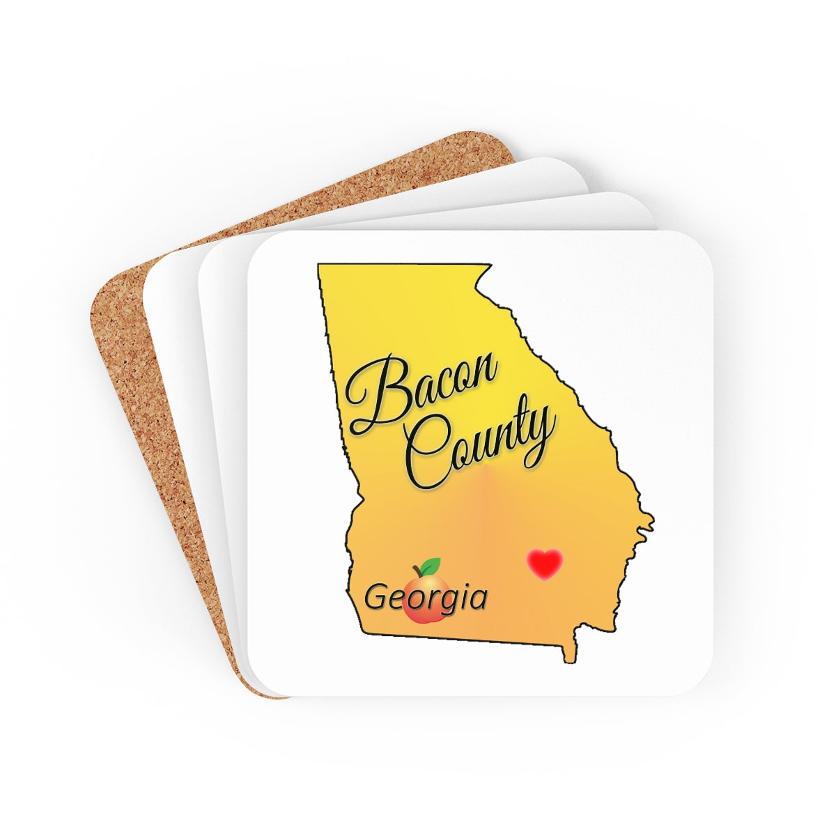 Bacon County Georgia Corkwood Coaster Set