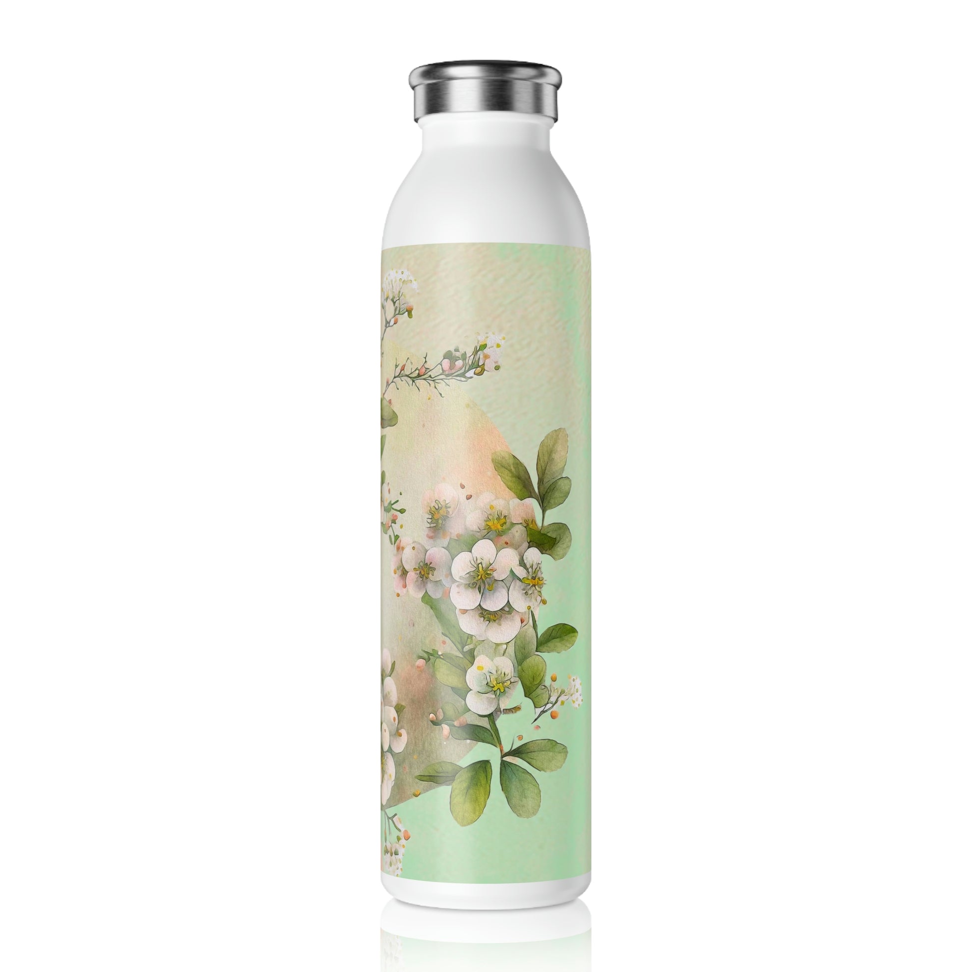 Spring Flowers Watercolor Slim Water Bottle