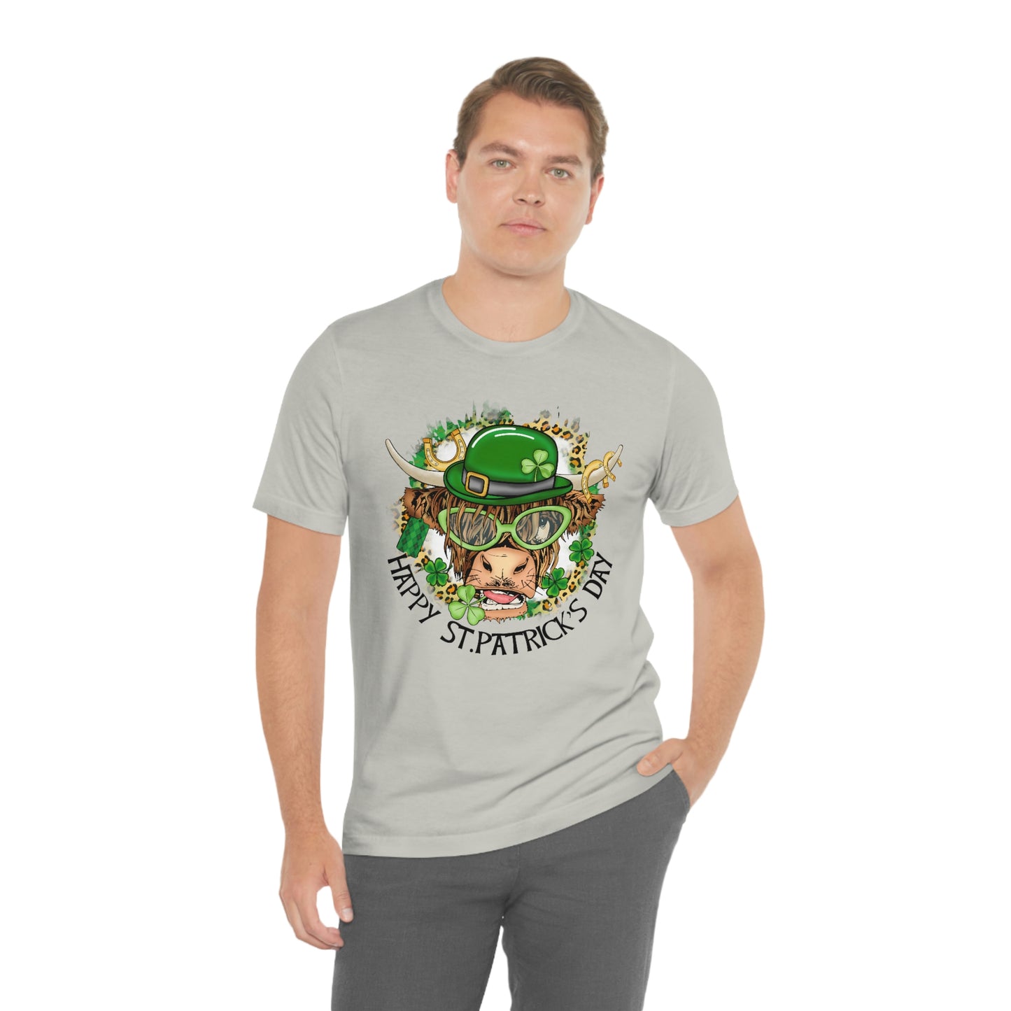 Happy St. Patrick's Day Cow St. Patrick's Day Unisex Jersey Short Sleeve Tee