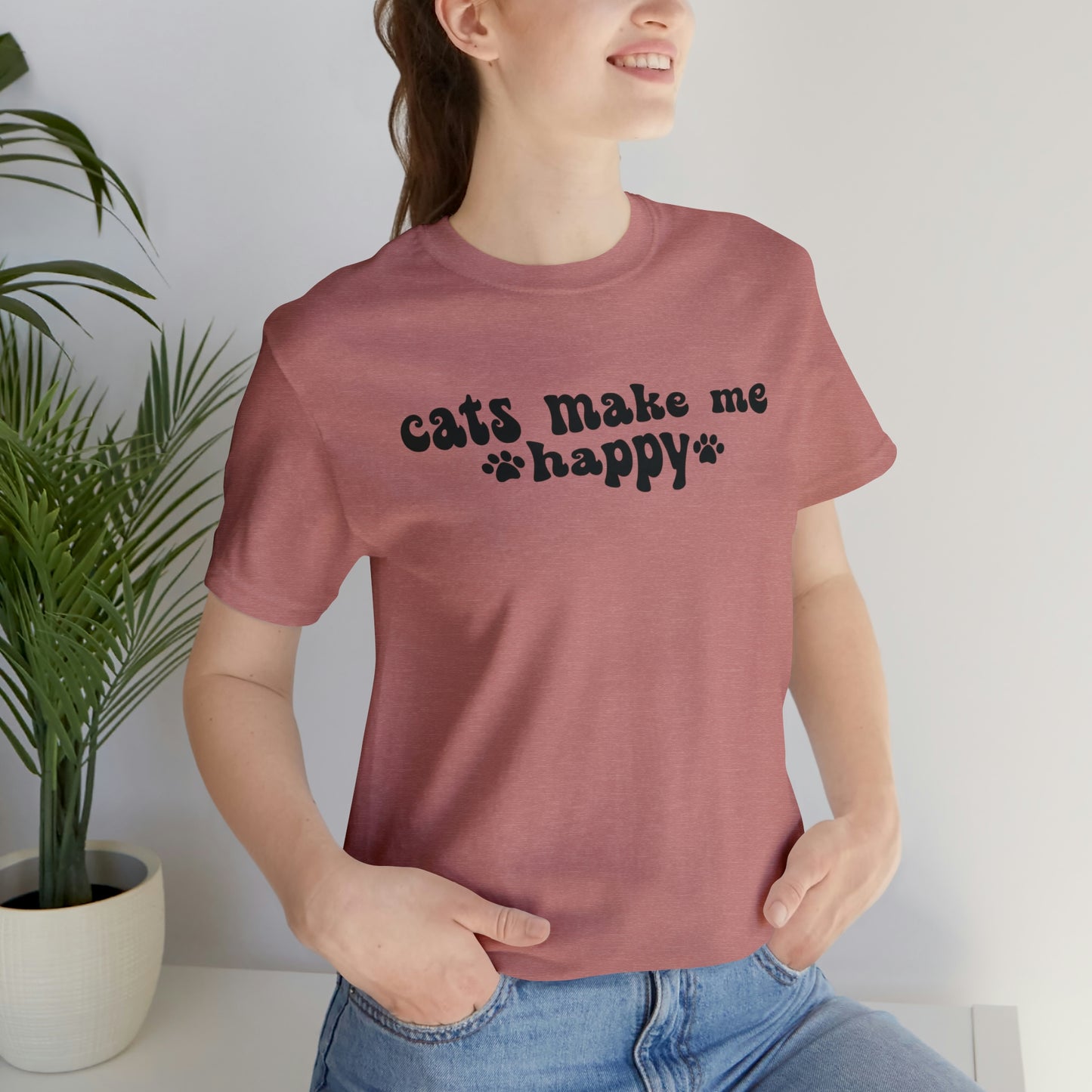 Cats Make Me Happy Short Sleeve T-shirt