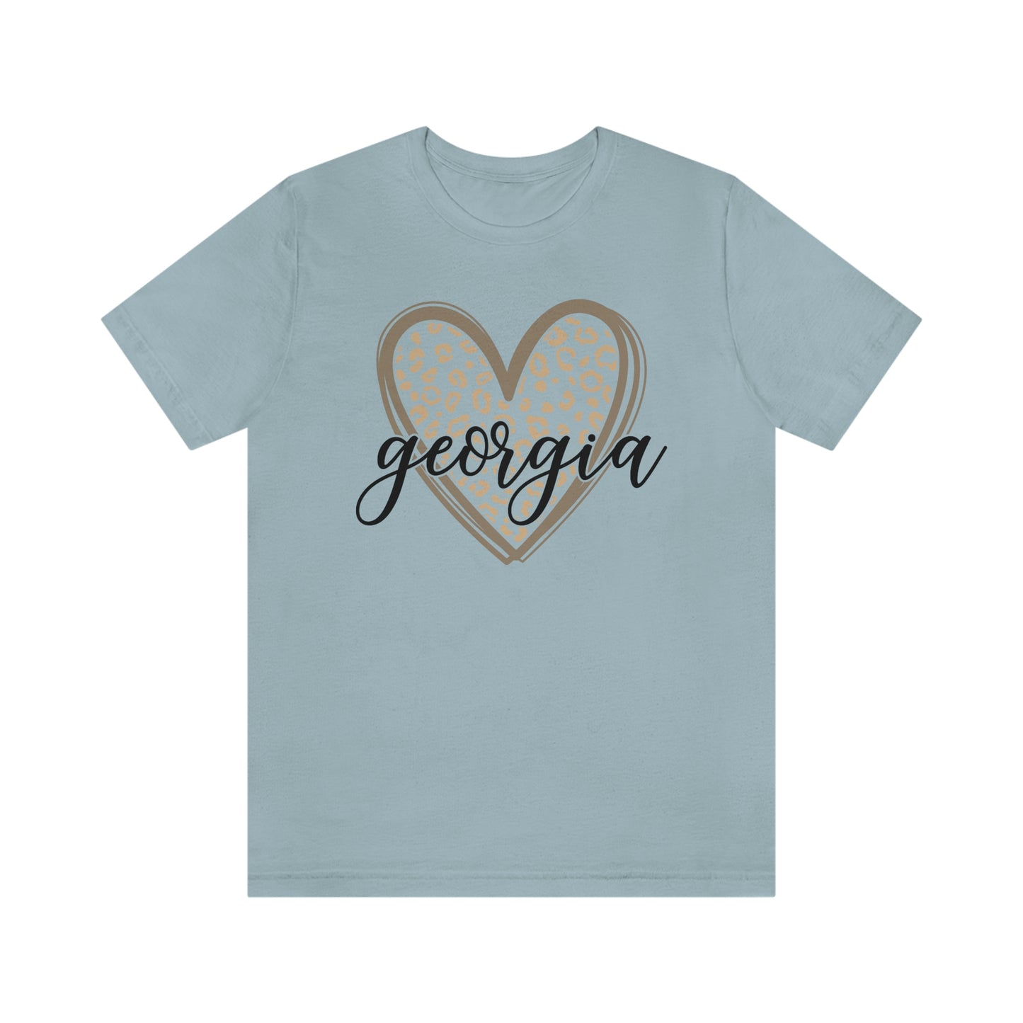 Georgia Gold Leopard Heart Black Script Short Sleeve T-shirt