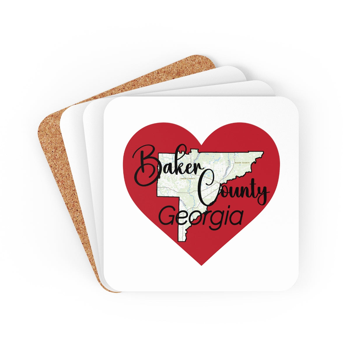 Baker County Georgia Corkwood Coaster Set