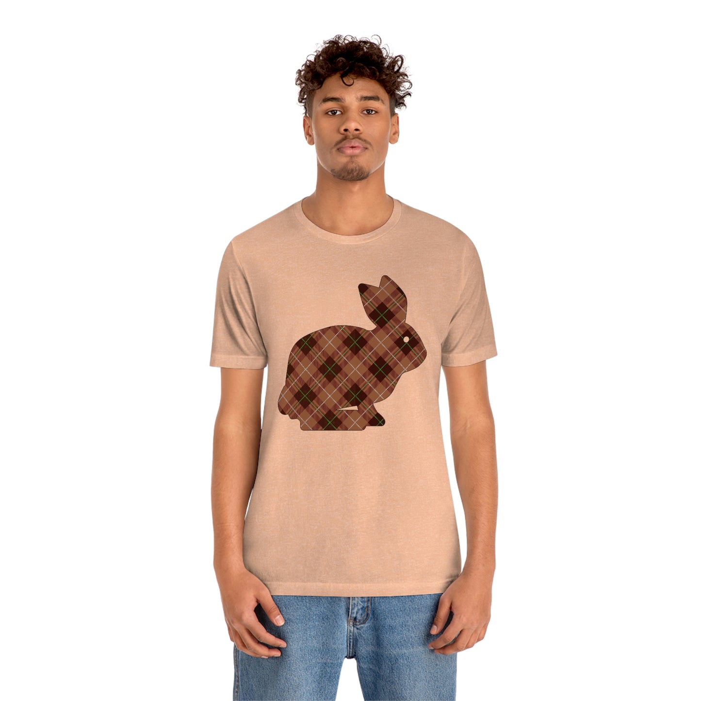 Brown Plaid Bunny Easter tshirt