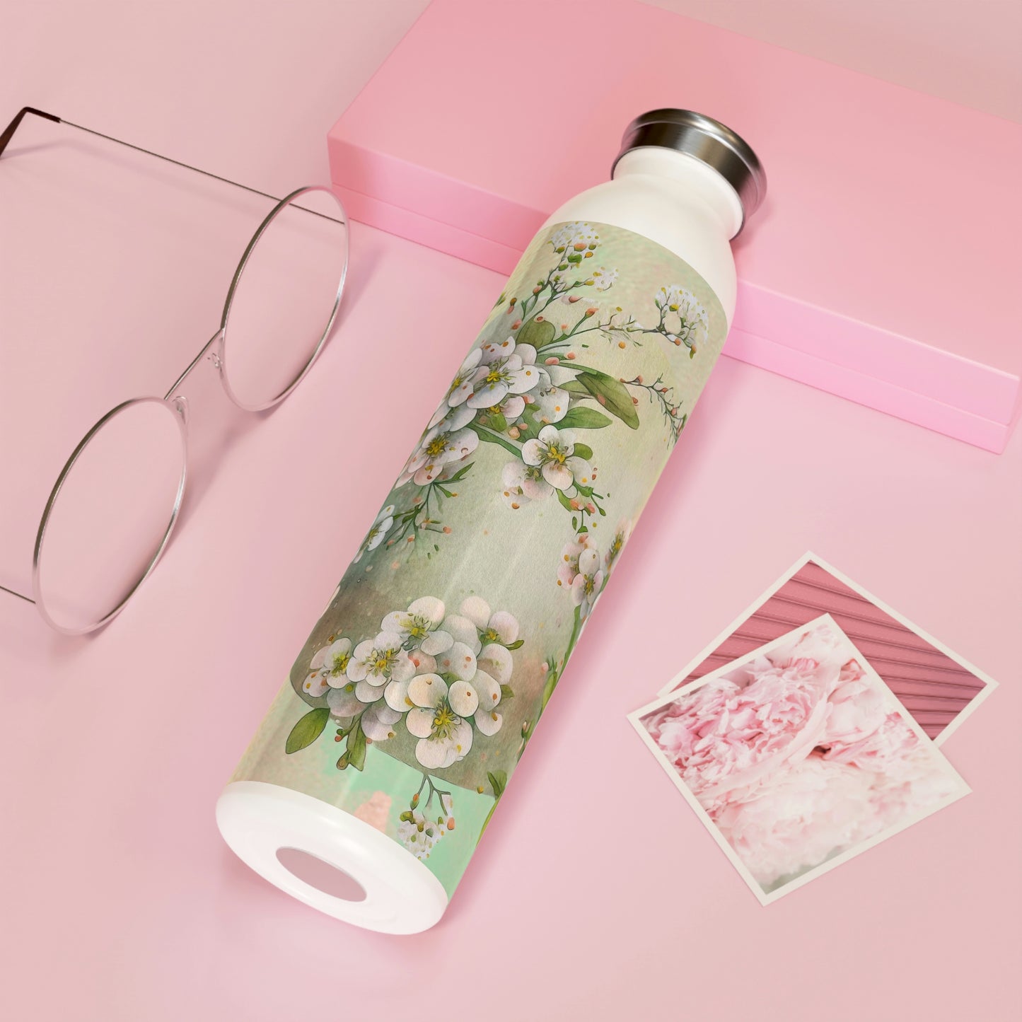 Spring Flowers Watercolor Slim Water Bottle