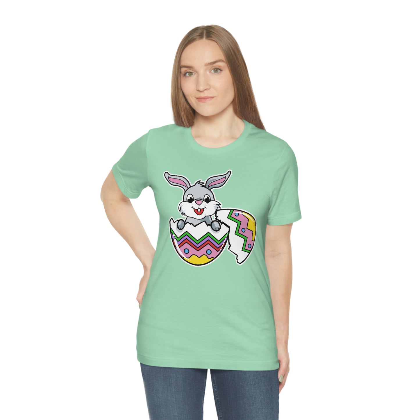 Bunny in Egg Spring Easter Unisex Jersey Short Sleeve Tee