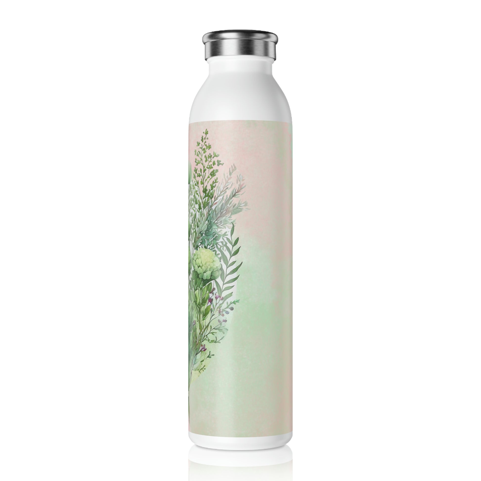 Spring Greenery Watercolor Slim Water Bottle