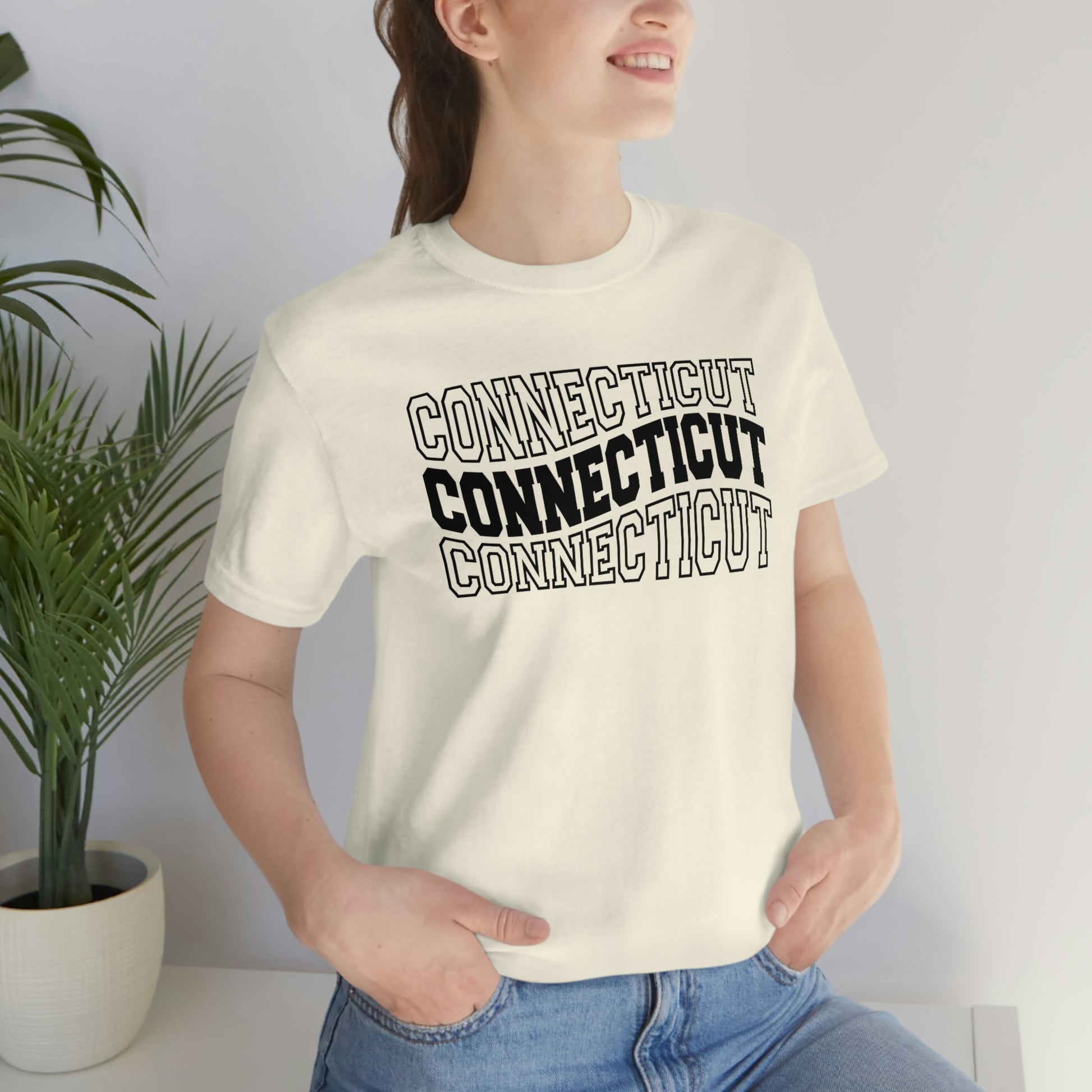 Connecticut Varsity Letters Wavy Short Sleeve  T-shirt