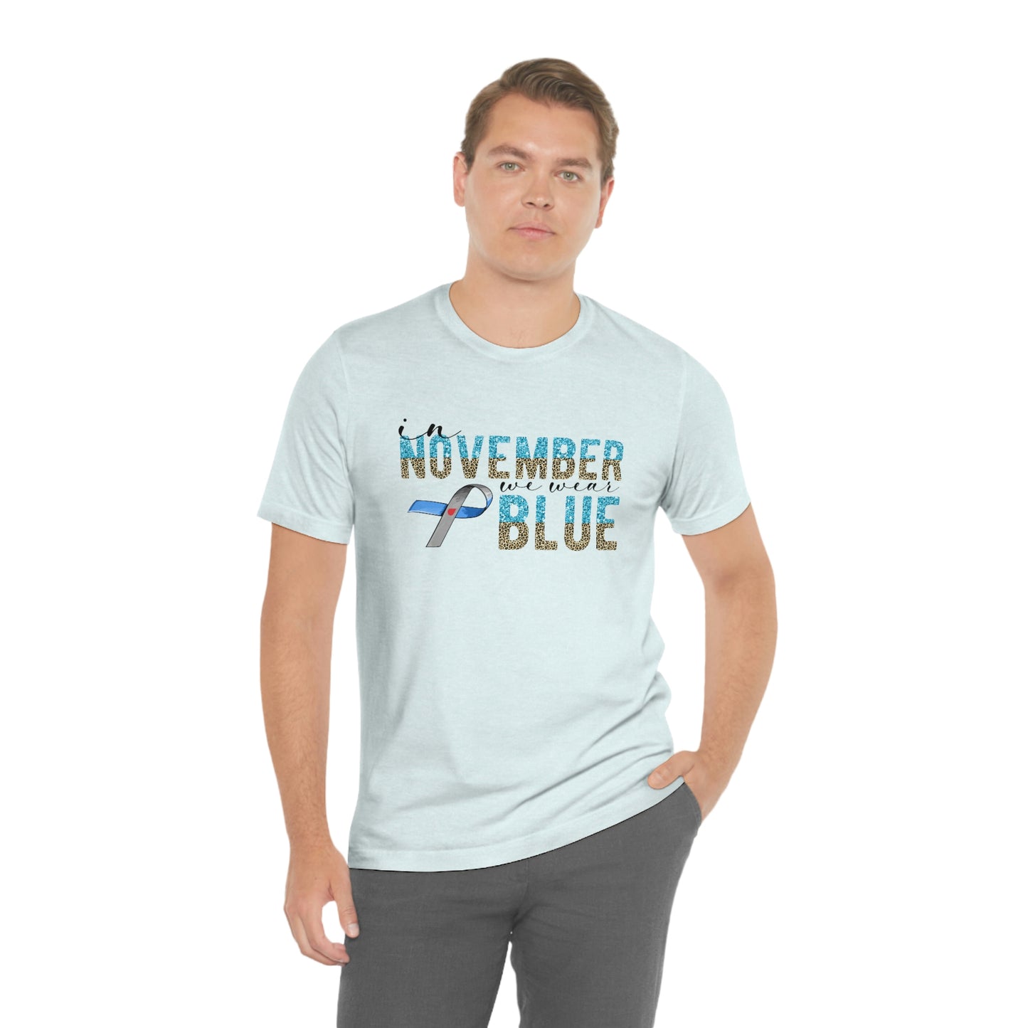 In November We Wear Blue Diabetes Awareness Print Unisex Jersey Short Sleeve Tee