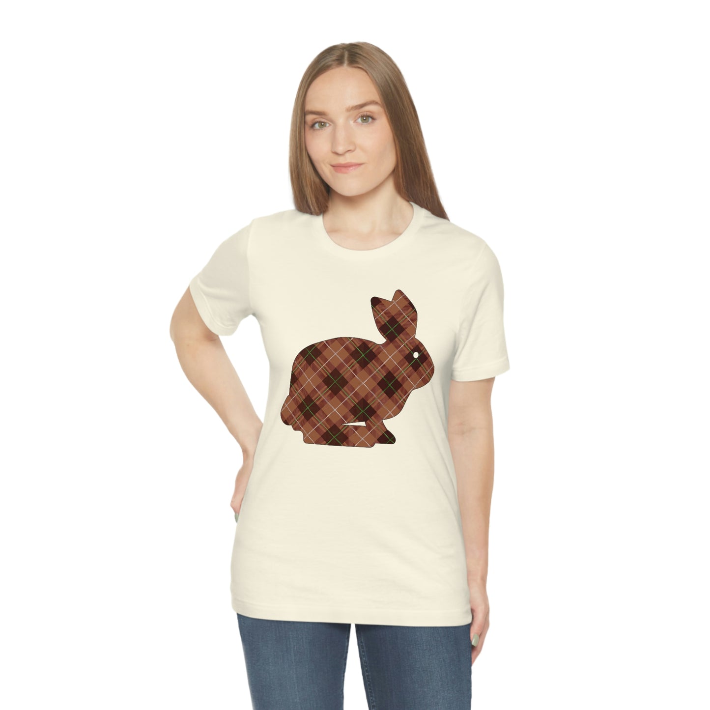 Brown Plaid Bunny Unisex Jersey Short Sleeve Tee