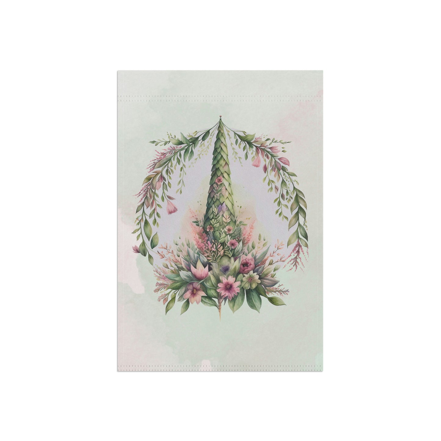 Spring Flower Topiary Watercolor Garden & House Banner