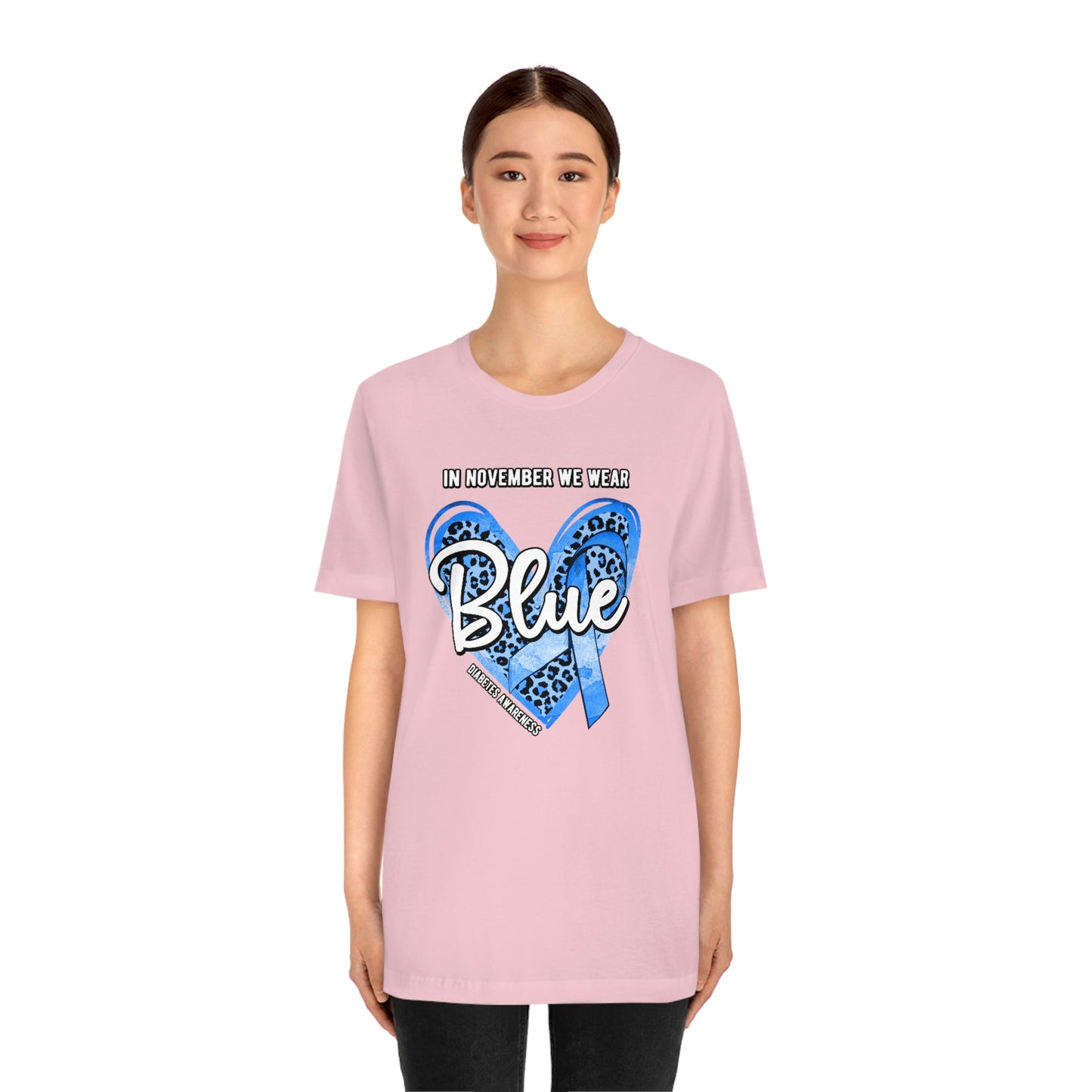 In November We Wear Blue Diabetes Awareness Print Unisex Jersey Short Sleeve Tee