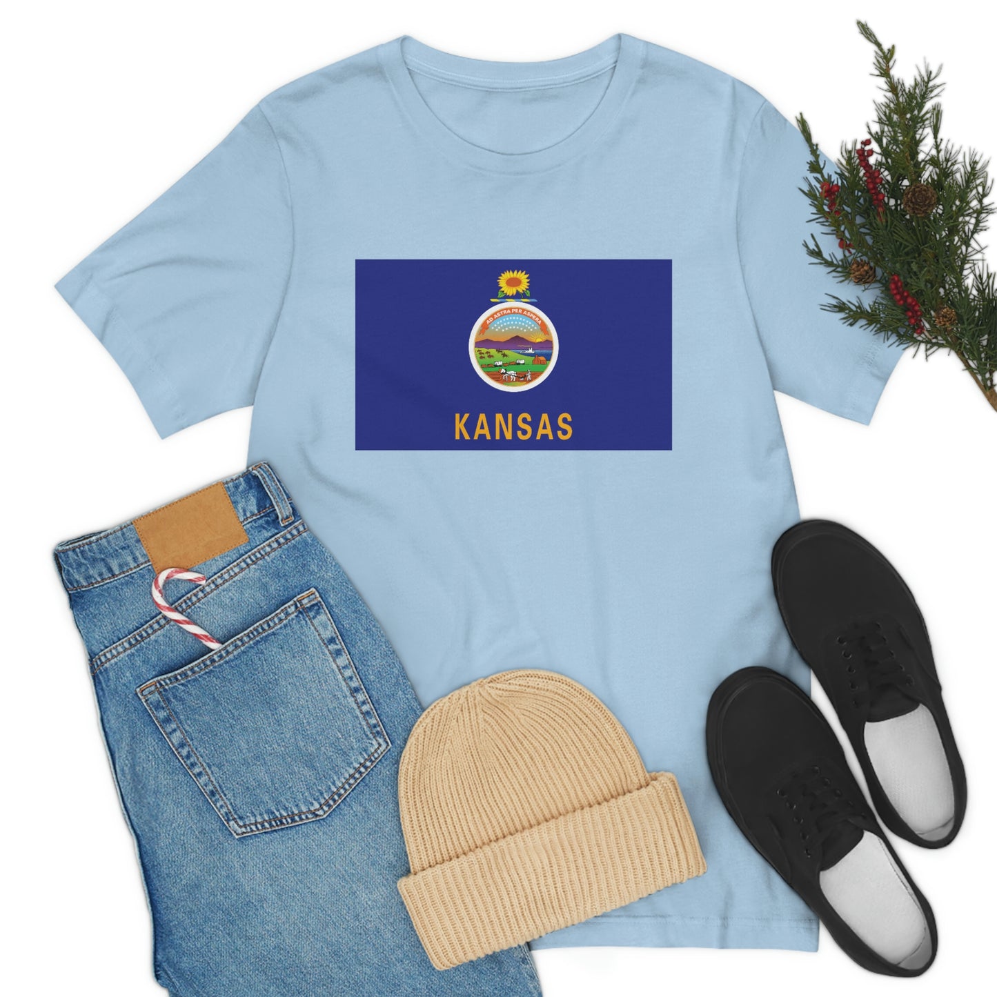 Kansas Flag Unisex Jersey Short Sleeve Tee Tshirt T-shirt