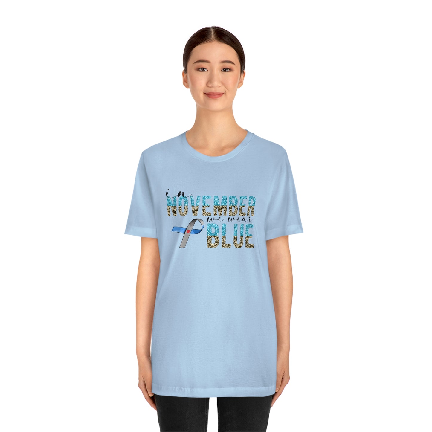 In November We Wear Blue Diabetes Awareness Print Unisex Jersey Short Sleeve Tee