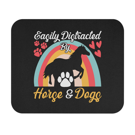 Easily Distracted by Horse and Doges Mouse Pad (Rectangle)