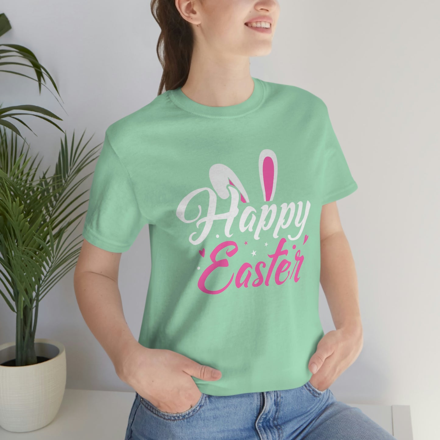 Happy Easter Bunny Ears Unisex Jersey Short Sleeve Tee