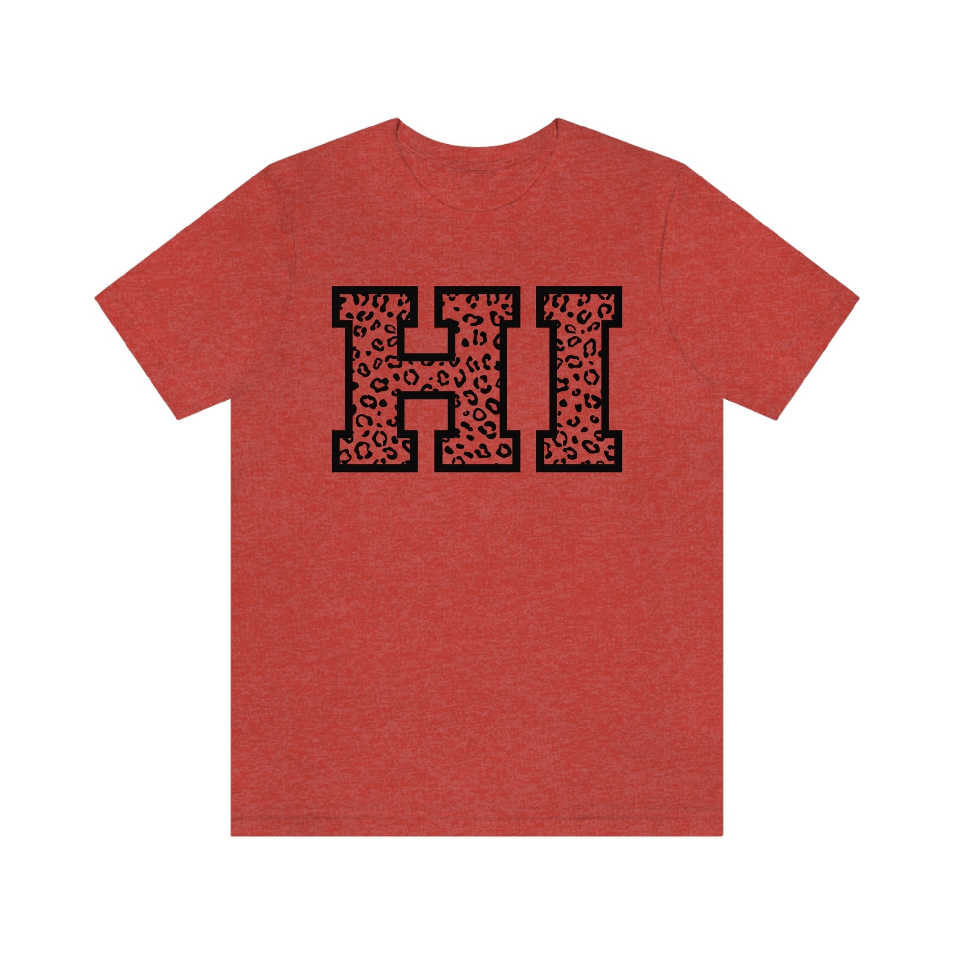 Hawaii HI Leopard Print Letters Short Sleeve T-shirt