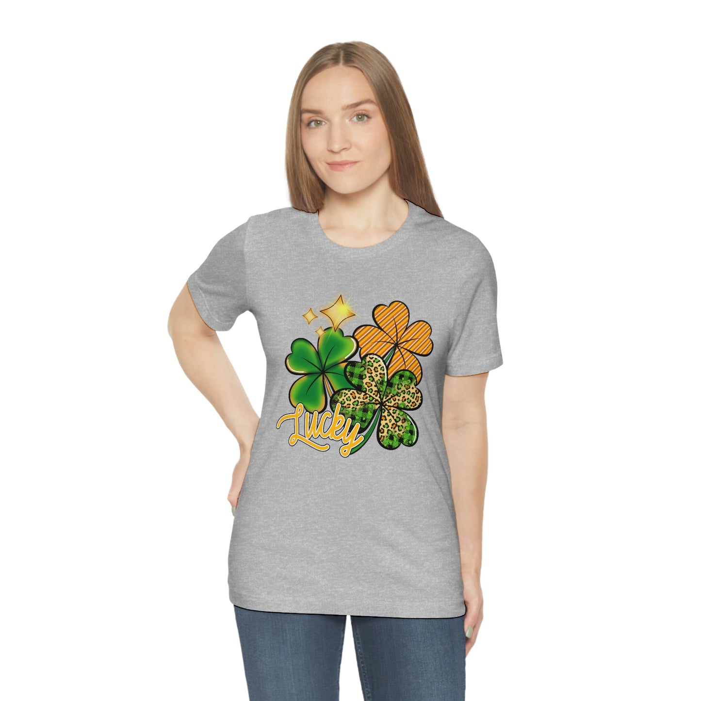 Lucky Shamrock Four Leaf Clover St. Patrick's Day Unisex Jersey Short Sleeve Tee