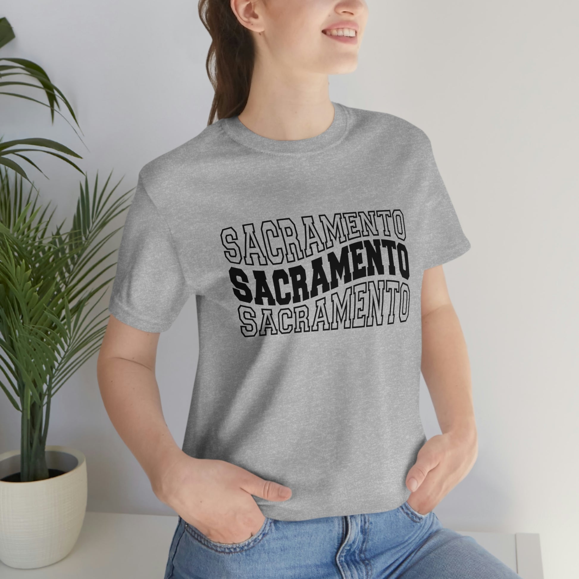 Sacremento California Varsity Letters Wavy Unisex Jersey Short Sleeve Tee Tshirt T-shirt