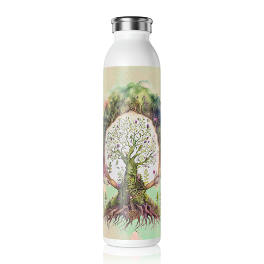 Spring Tree of Life Watercolor Slim Water Bottle
