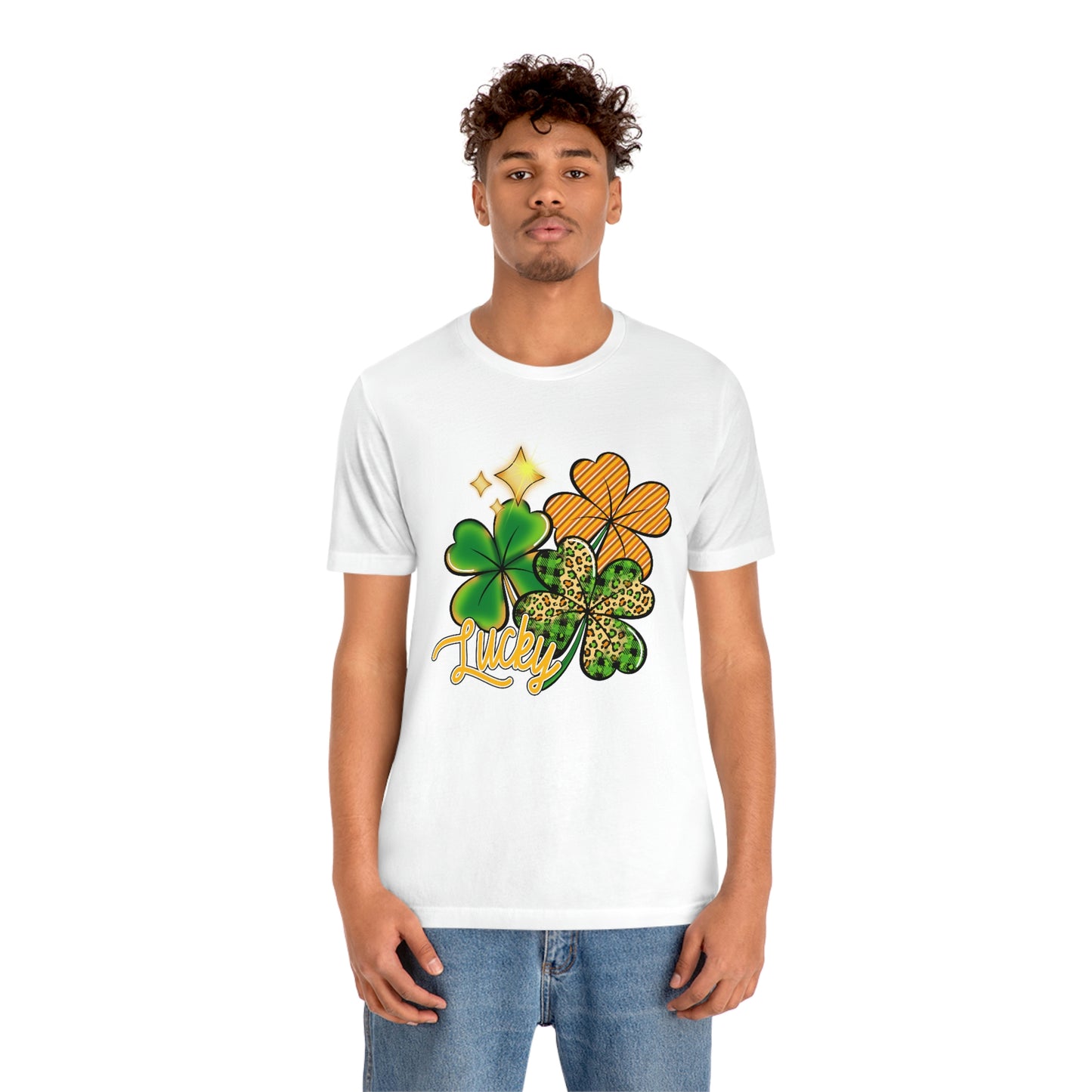 Lucky Shamrock Four Leaf Clover St. Patrick's Day Unisex Jersey Short Sleeve Tee