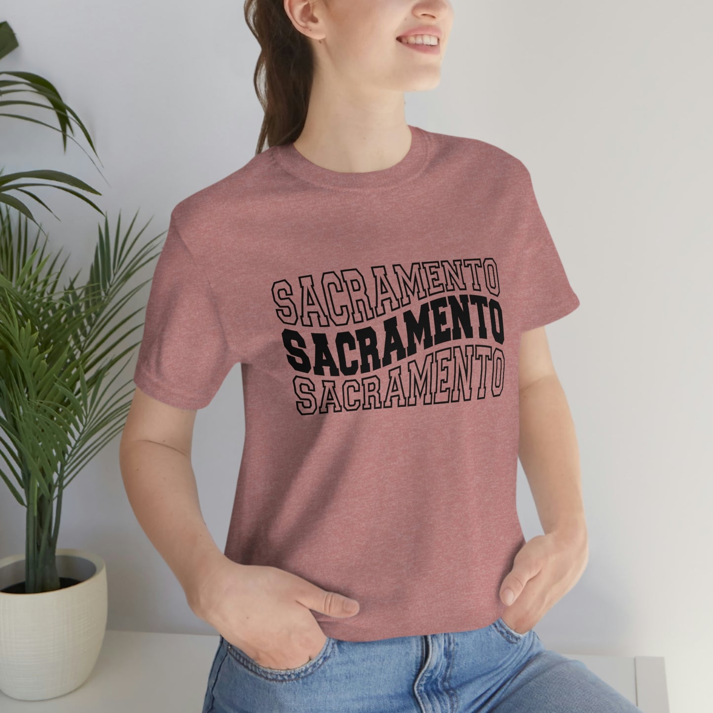 Sacremento California Varsity Letters Wavy Unisex Jersey Short Sleeve Tee Tshirt T-shirt