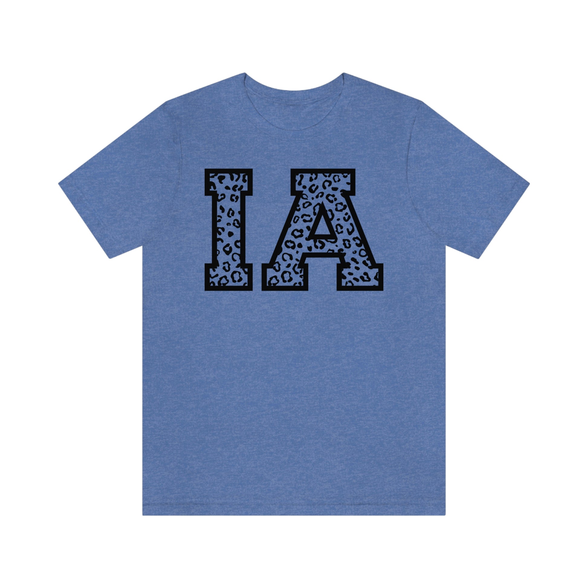 Iowa IA Leopard Print Letters Short Sleeve T-shirt