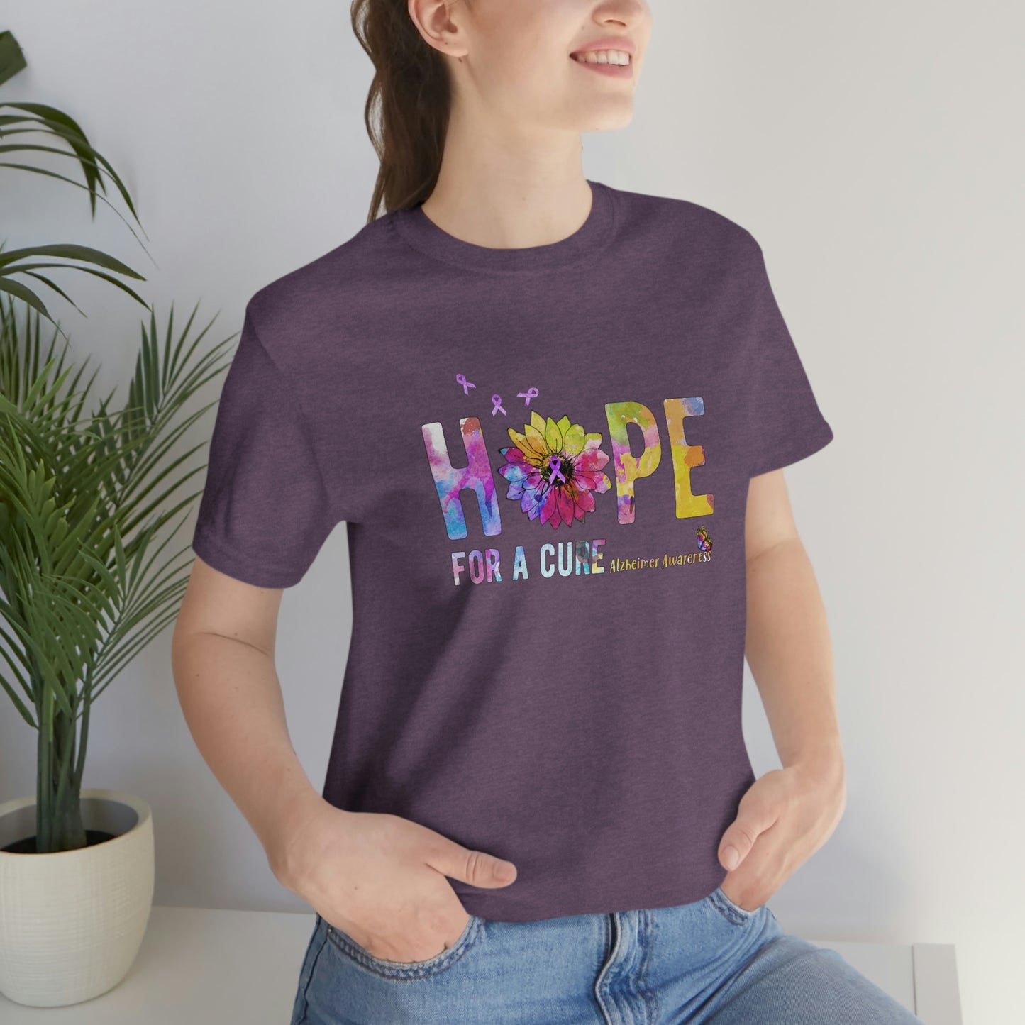Hope For a Cure Alzheimer's Print Unisex Jersey Short Sleeve Tee