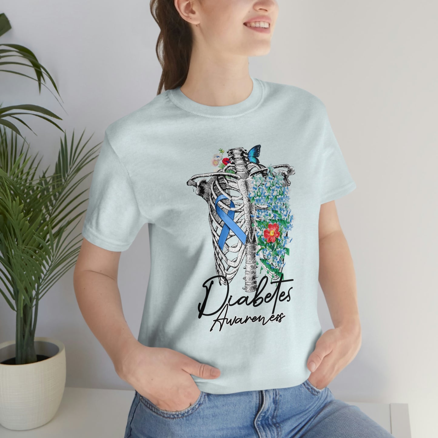 Skeleton Diabetes Awareness Print Unisex Jersey Short Sleeve Tee