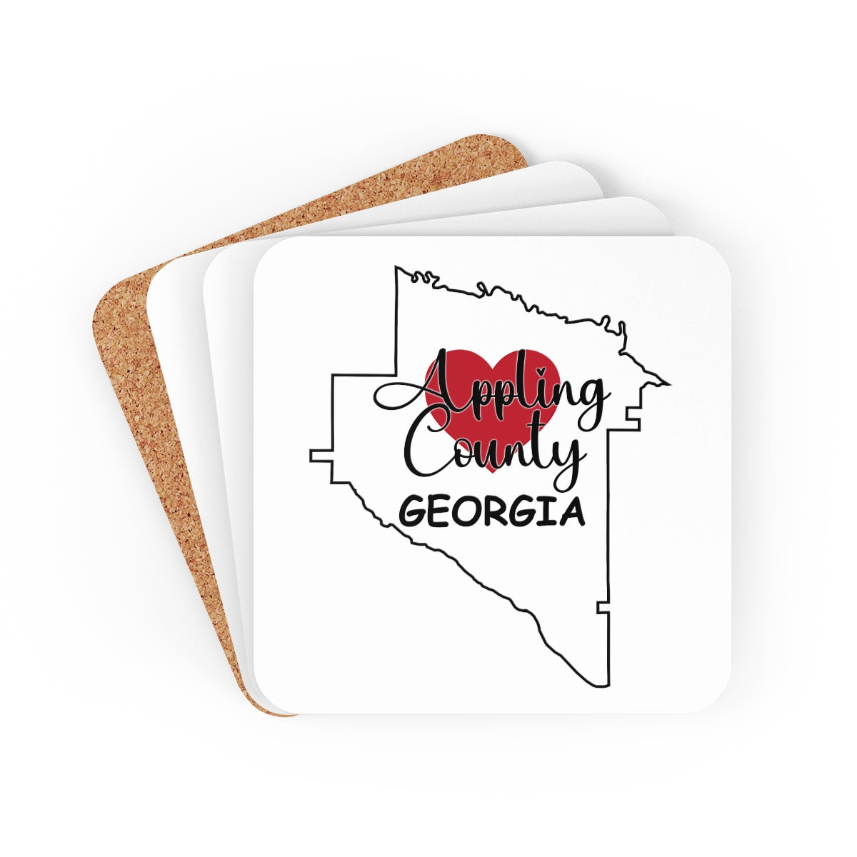 Appling County Georgia Corkwood Coaster Set