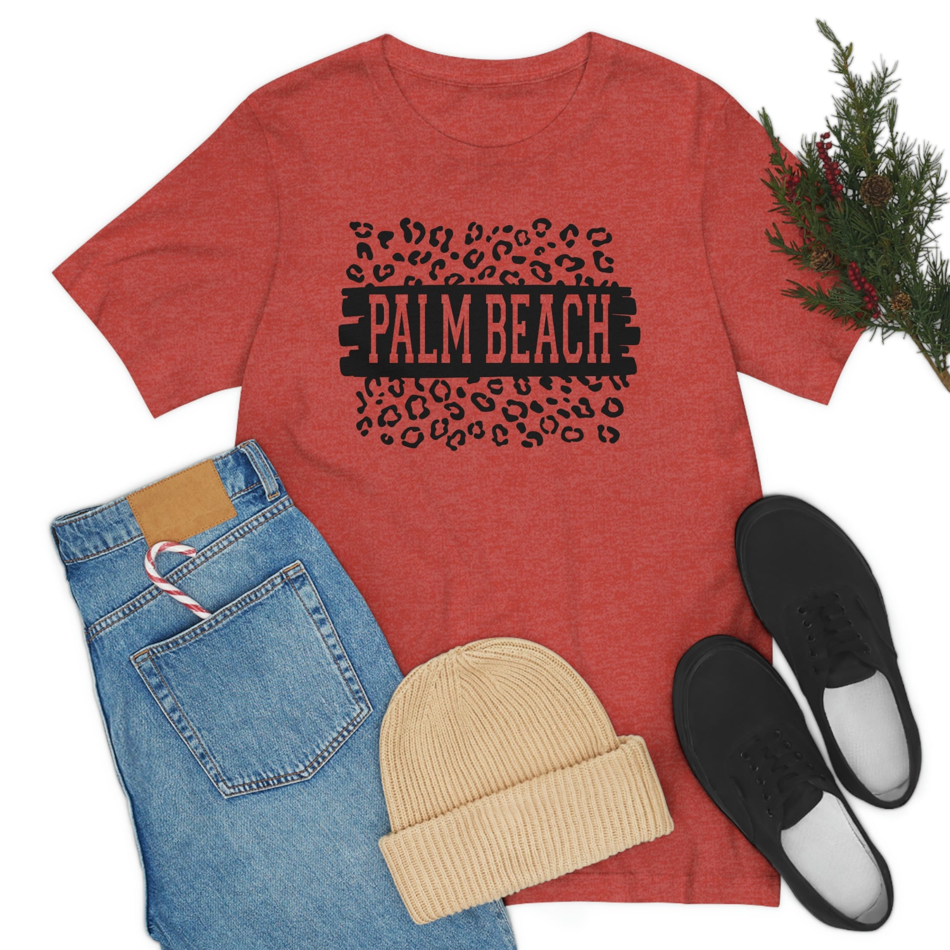 Palm Beach Leopard Print Florida Short Sleeve T-shirt