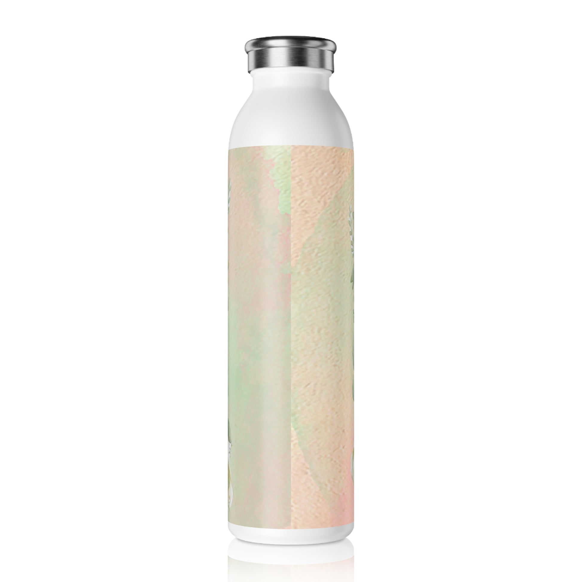 Girl Spring Flowers Watercolor Slim Water Bottle