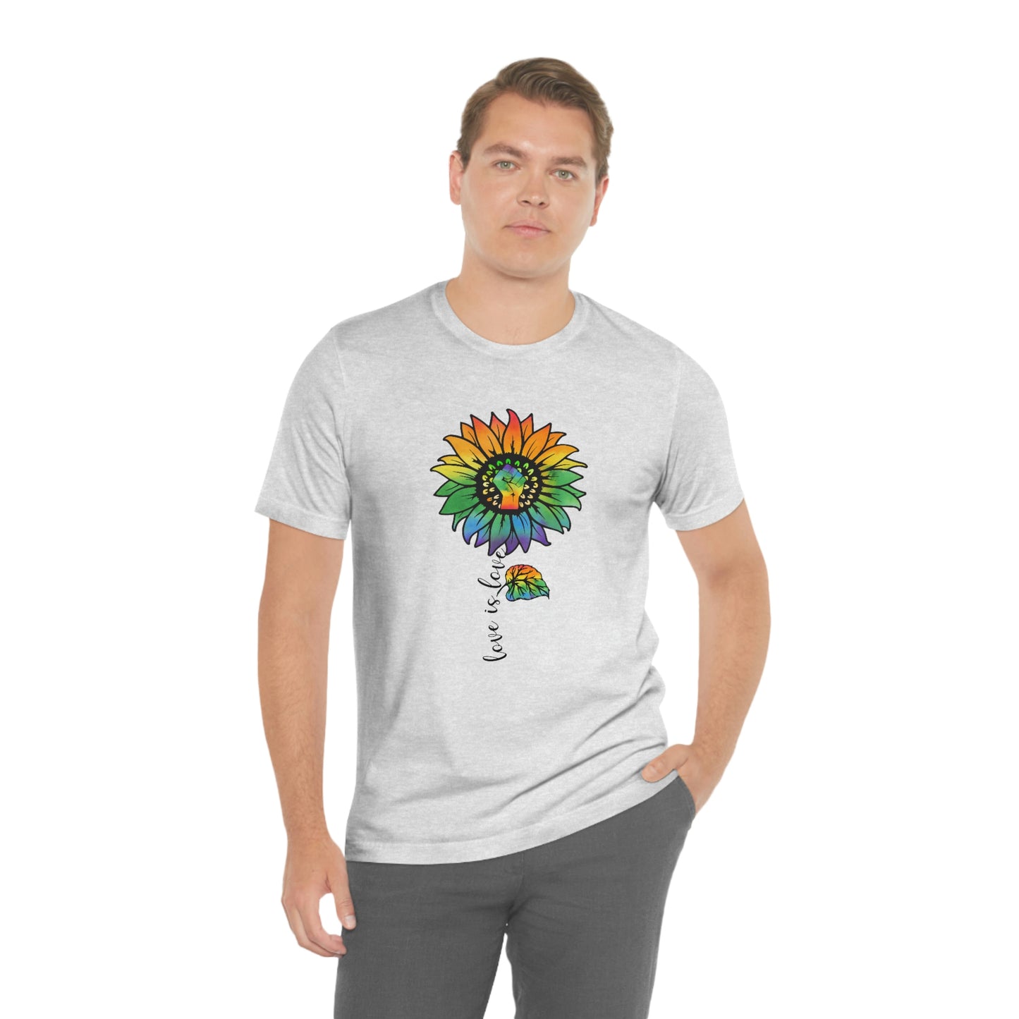 Love is Love Sunflower LGBTQIA Print Unisex Jersey Short Sleeve Tee