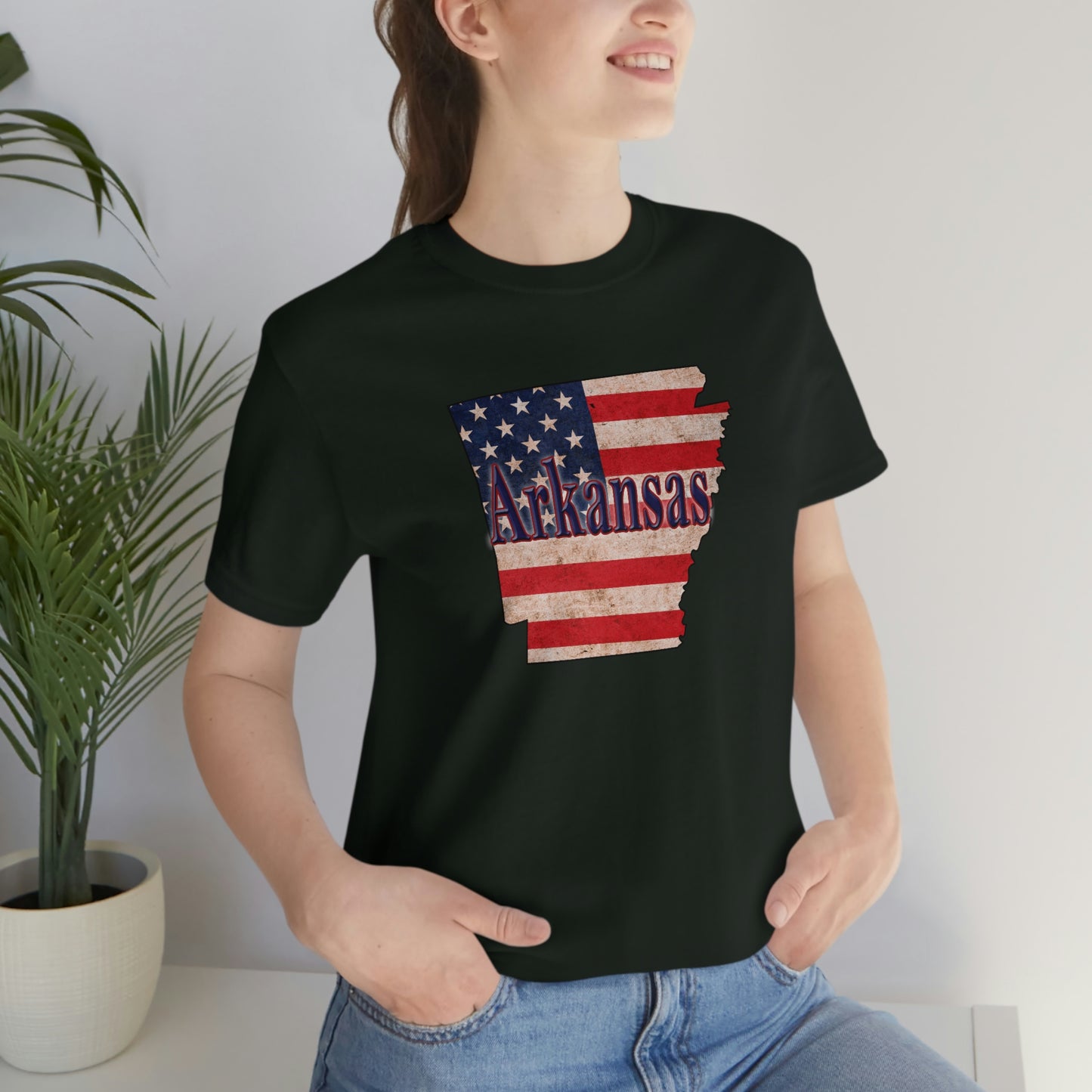 Arkansas US Flag Unisex Jersey Short Sleeve Tee Tshirt T-shirt