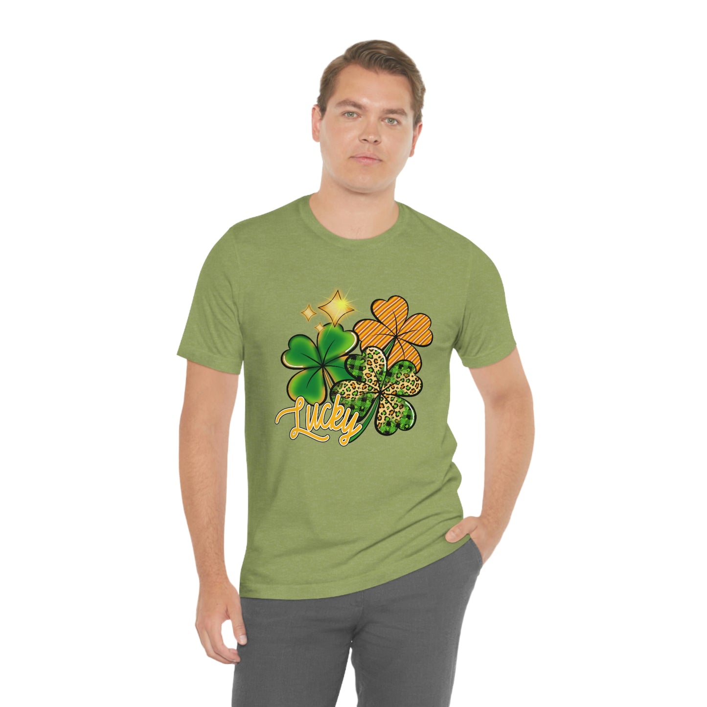 Lucky Shamrock Four Leaf Clover St. Patrick's Day Unisex Jersey Short Sleeve Tee