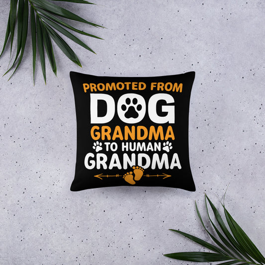 Promoted from Dog Grandma to Human Grandma Basic Pillow
