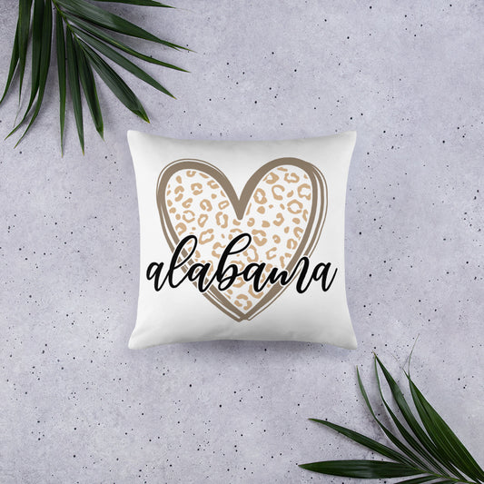 Alabama Leopard Heart Throw Pillow