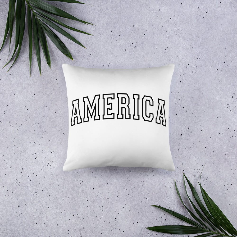 America on Varsity Letters Throw Pillow