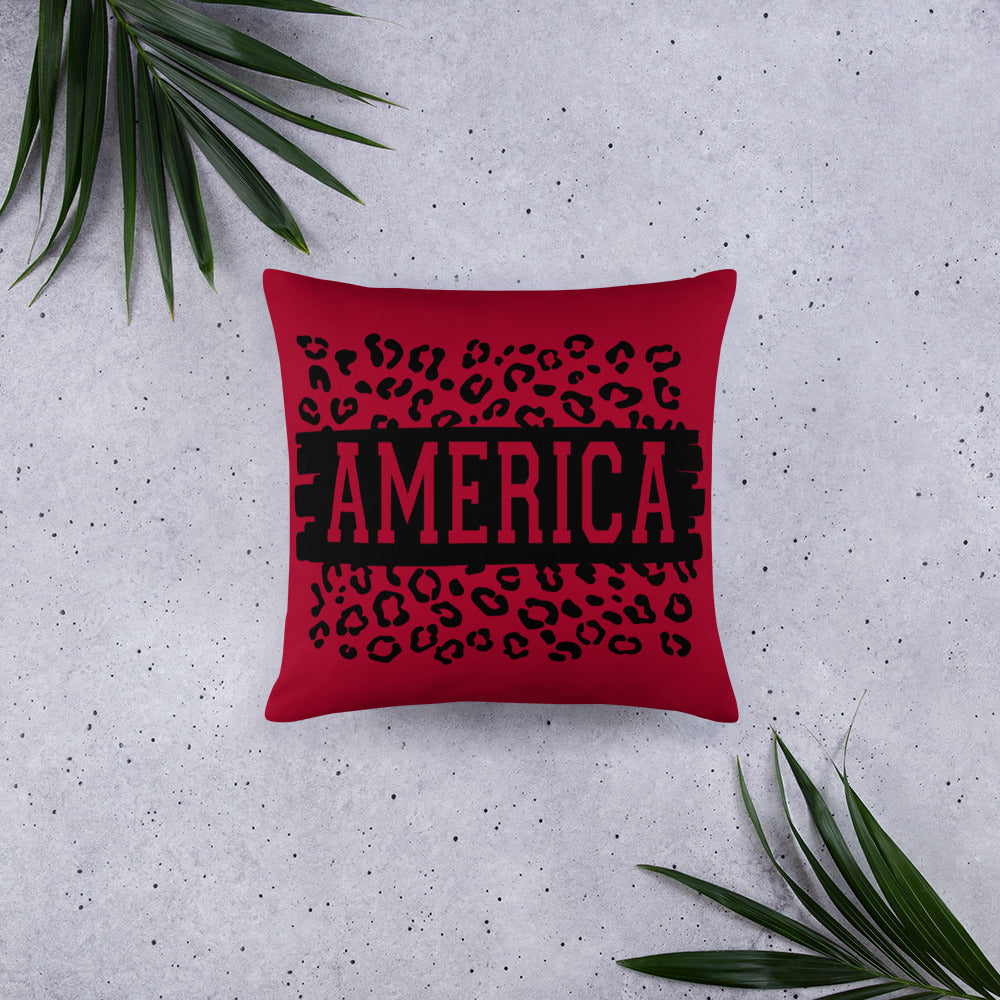 America on Leopard Print Throw Pillow
