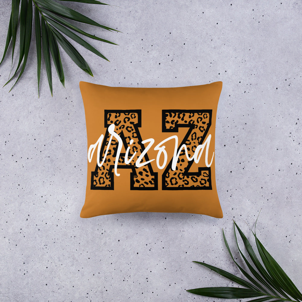 Arizona Script on AZ Leopard Print Throw Pillow