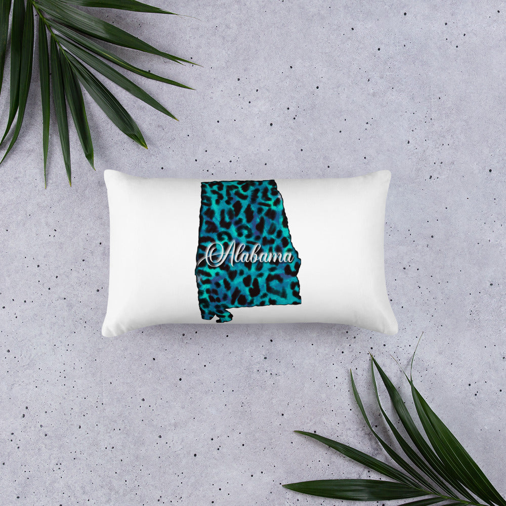 Alabama Blue Leopard Throw Pillow