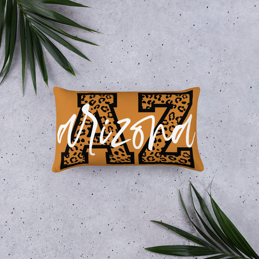 Arizona Script on AZ Leopard Print Throw Pillow