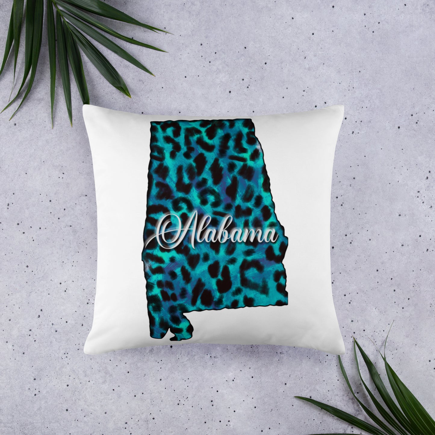 Alabama Blue Leopard Throw Pillow