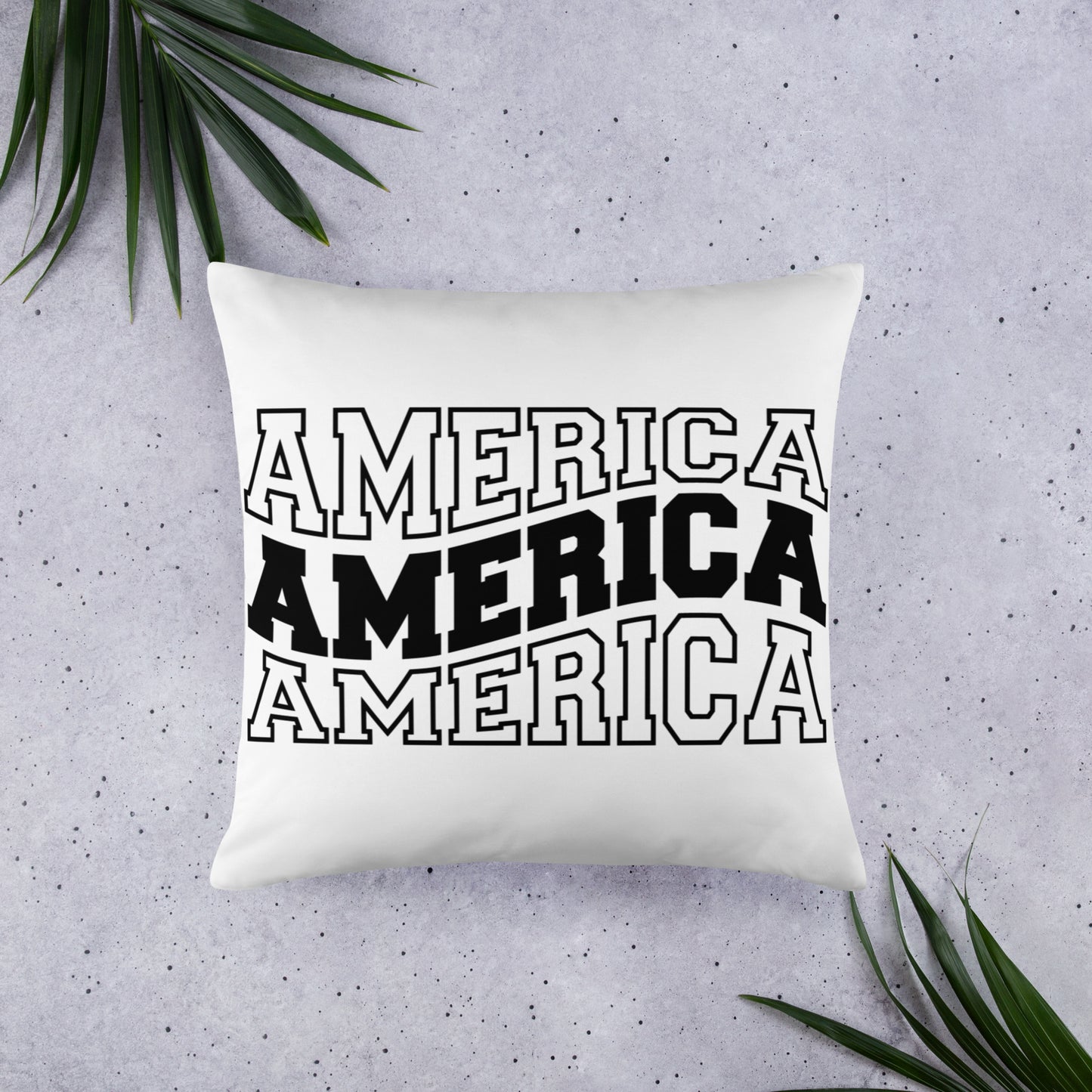 America Wavy Text Throw Pillow