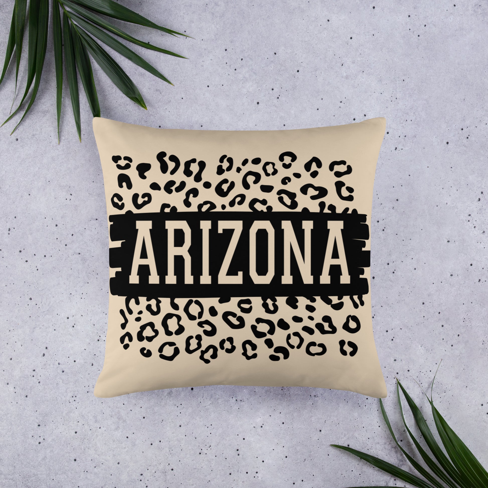 Arizona on Leopard Print Throw Pillow