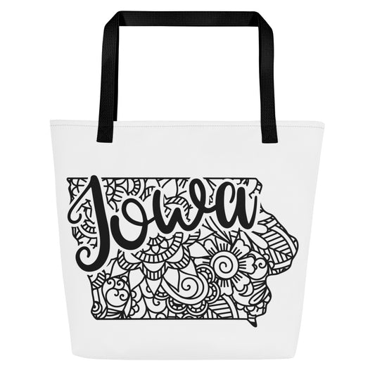 Iowa All-Over Print Large Tote Bag