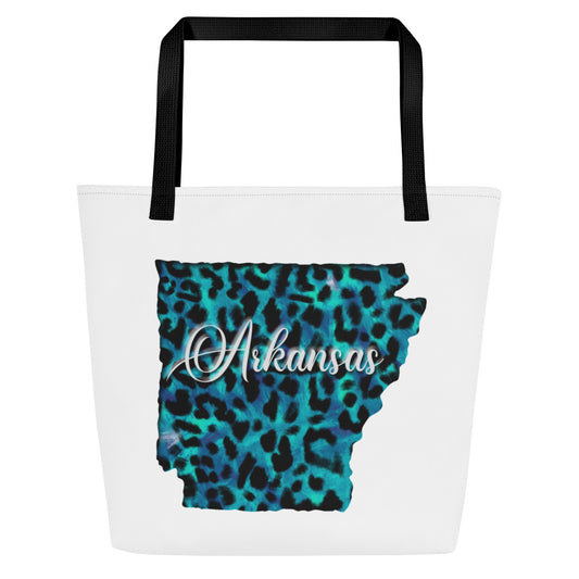 Arkansas Blue Leopard All-Over Print Large Tote Bag