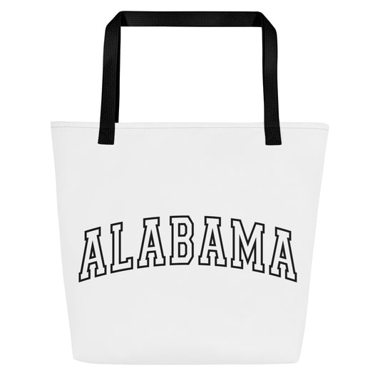 Alabama Varsity Letters All-Over Print Large Tote Bag