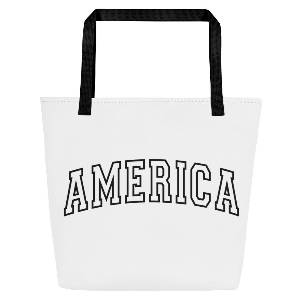 America Varsity Letters  All-Over Print Large Tote Bag