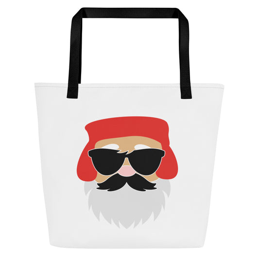 Santa Claus Sunglasses All-Over Print Large Tote Bag